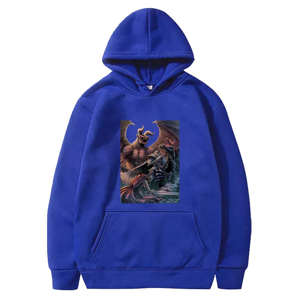 Harajuku Anime Berserk Hoodie Guts Print Sweatshirt Men Women Clothing Long Sleeve Fleece Loose Hooded Male Casual Streetwear