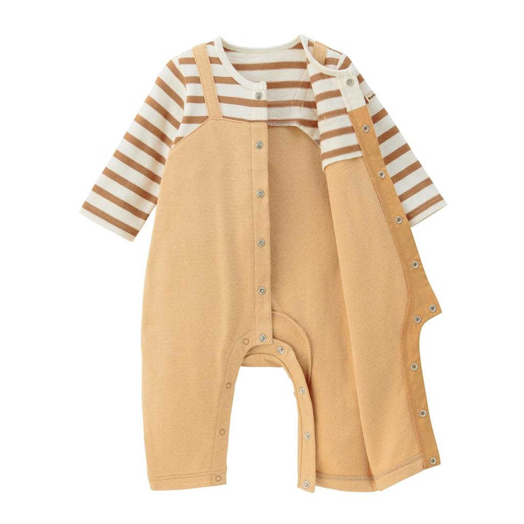 MIKIHOUSE HOT BISCUITS Coveralls for Boys and Size 80cm Girls, Beige, (Product Code 70-1219-145)