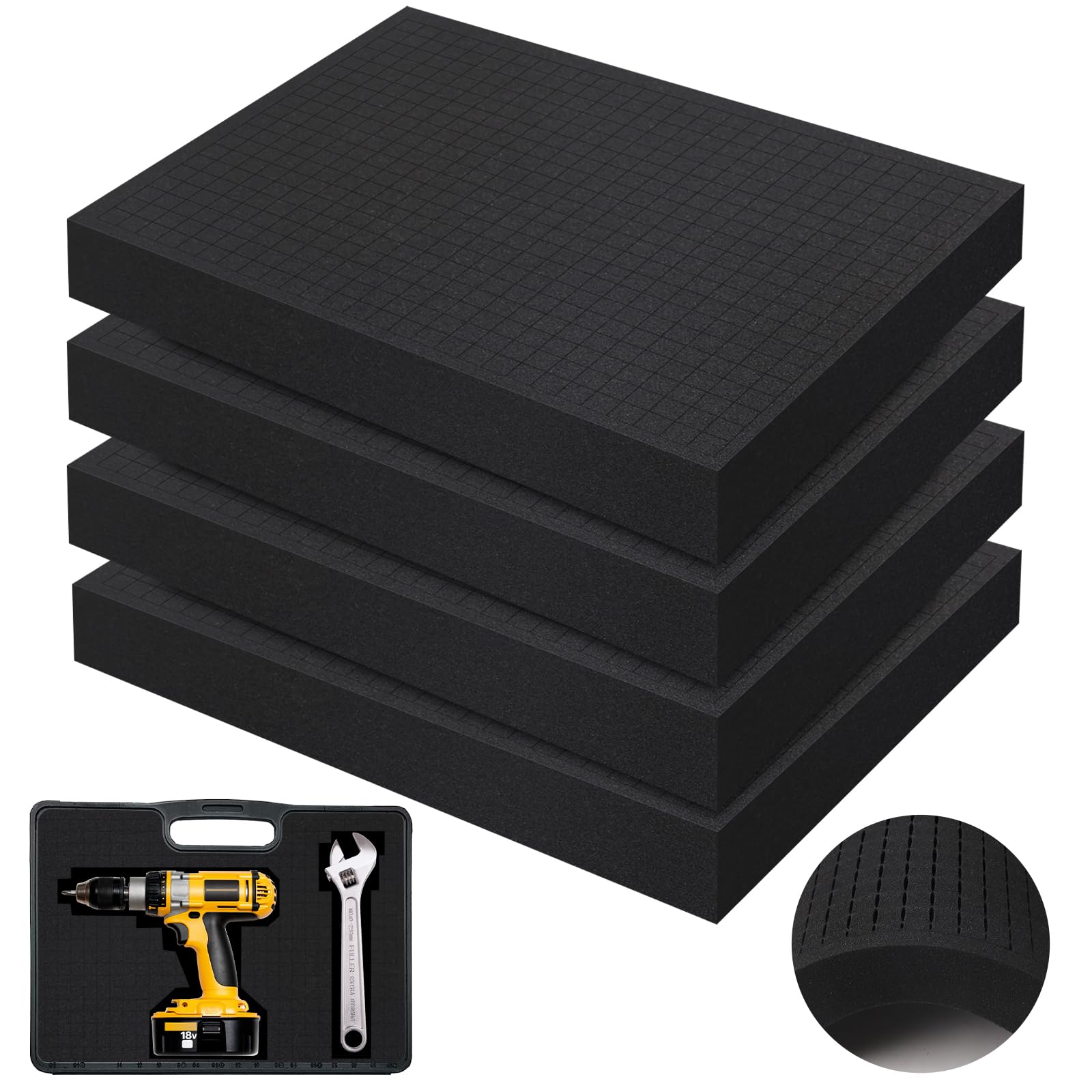 4 Pack Pre-Cut Tool Box Foam,Tool Case Shadow Foam Inserts,Foam Insert for Transportation,Premium Foam Cutting for Packaging 30x20x4cm 4pcs