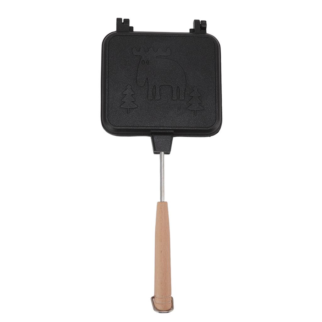 Sandwich Frying Pan Double Sided Stick Proof Breakfast Flip Pan with Detachable Handle for Steak