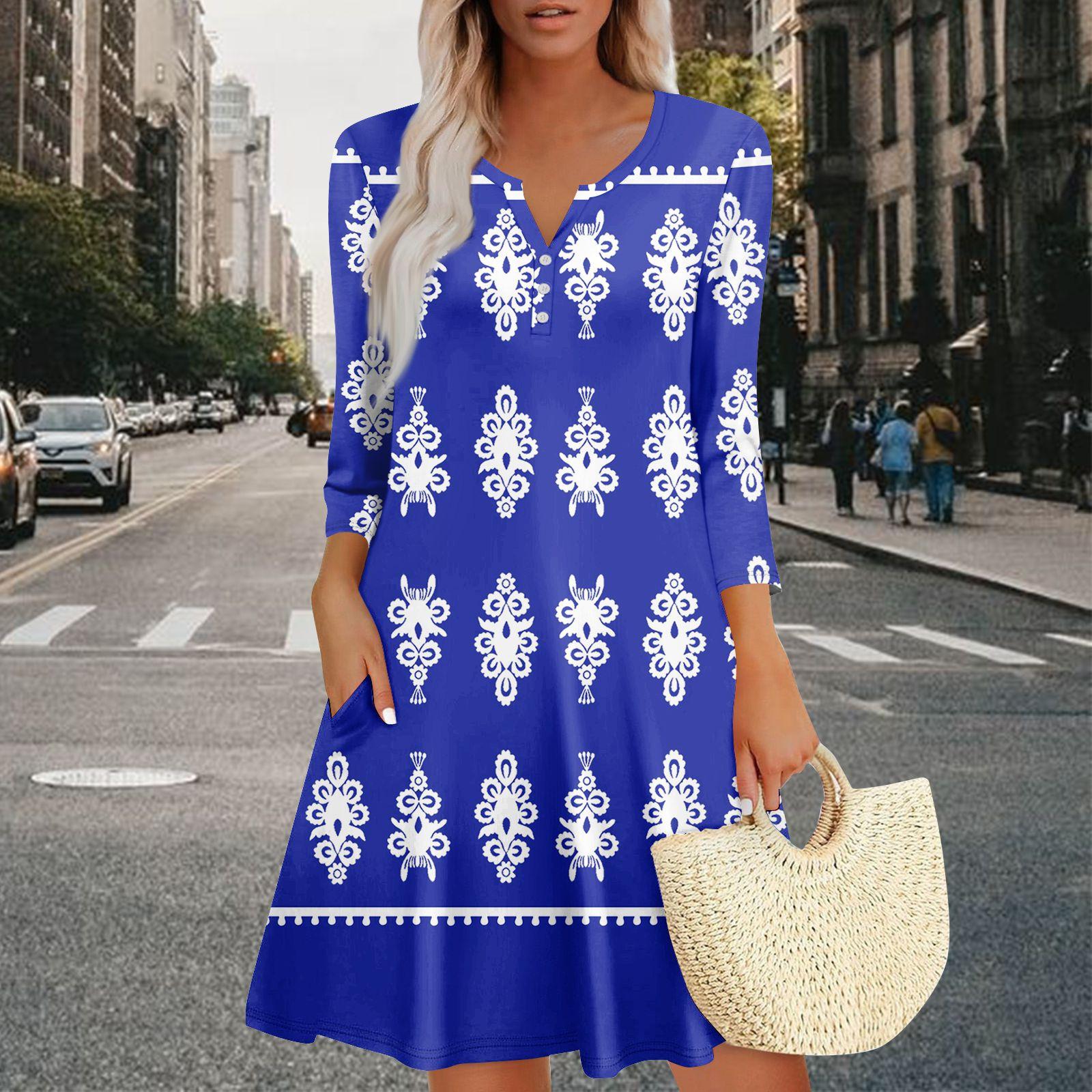 

Женское летнее платье, свободное платье с V-образным вырезом, рукавом три четверти и карманами XL арбуз красный