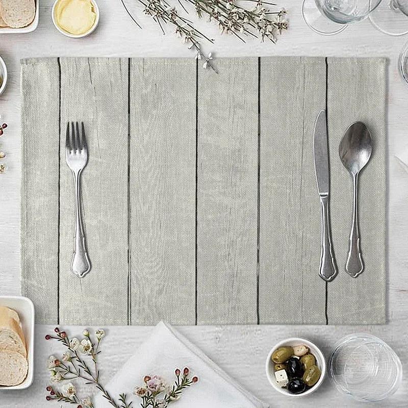 1PC Plate Mat Place Imitation Wood Grain Placemat Linen Pad 45*30cm For Dining Table  Non Slip Placemats Bowl Coaster