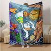 1pc Cartoon Puffer Fish and Donald Duck Design Blanket, Home Decorative Throw Blanket for All Seasons, Living Room, Travel, Camping, Car Bla