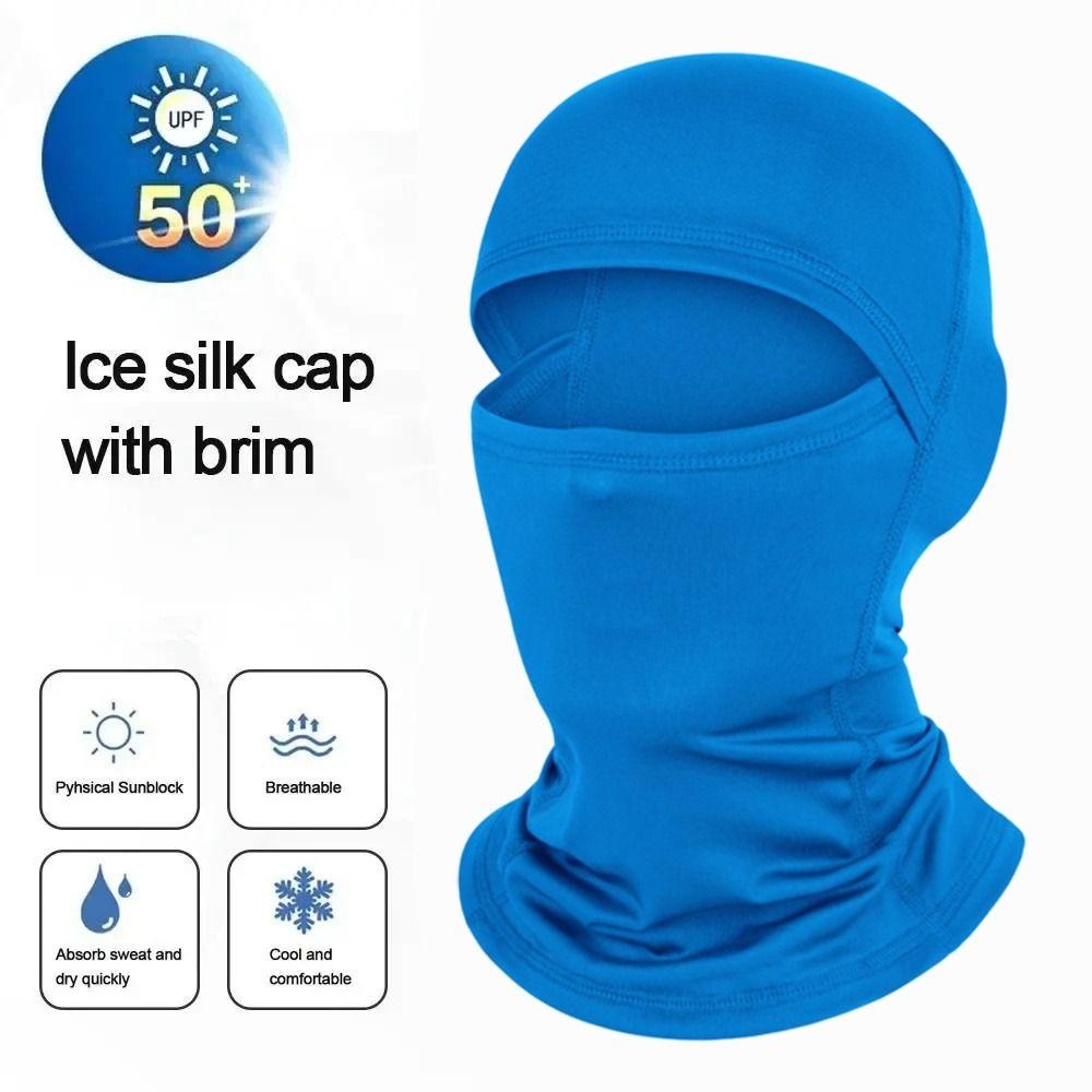 Fashion Ice Silk Cool Balaclava Quick Dry Breathable Full Face Cap Sun Protection Face Cover Headwear Summer