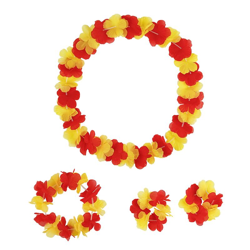 

4 Pcs/Set Hawaiian Artificial Flowers Leis Necklace Garland Headband Wedding Birthday Beach Tropical Party Decoration A12