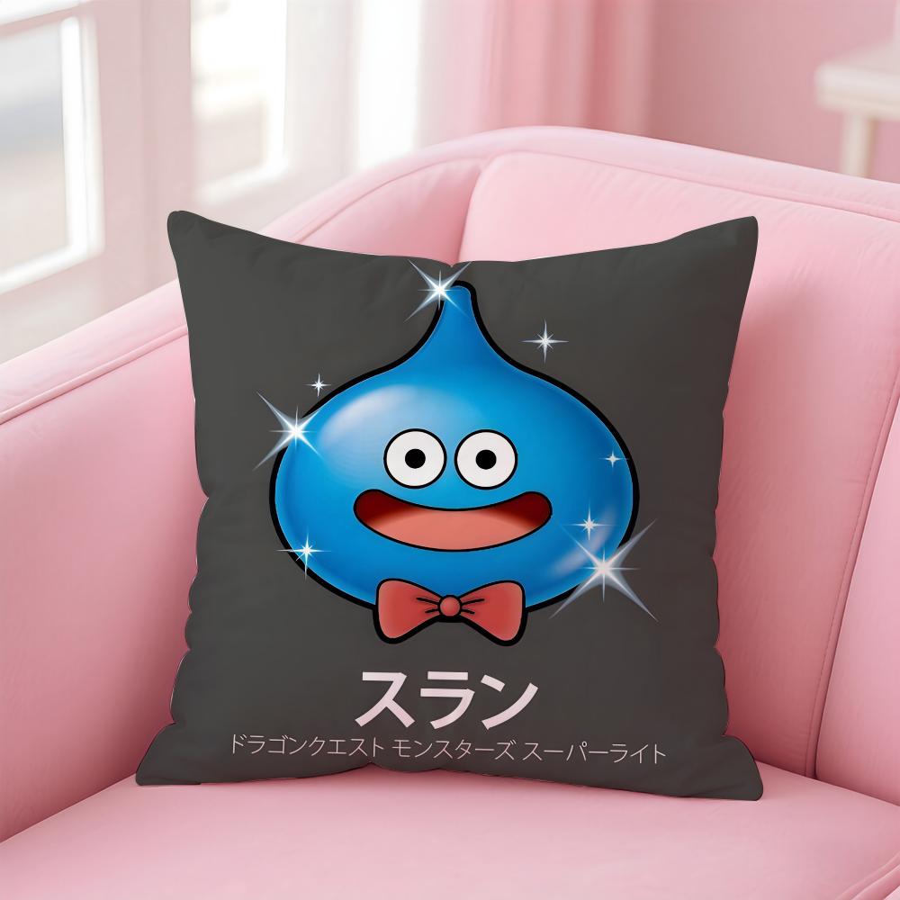 Dragon Quest Slime Pillow Case Anti-dustmite Pillowcase Invisible zipper silky short plush Sofa cushion cover