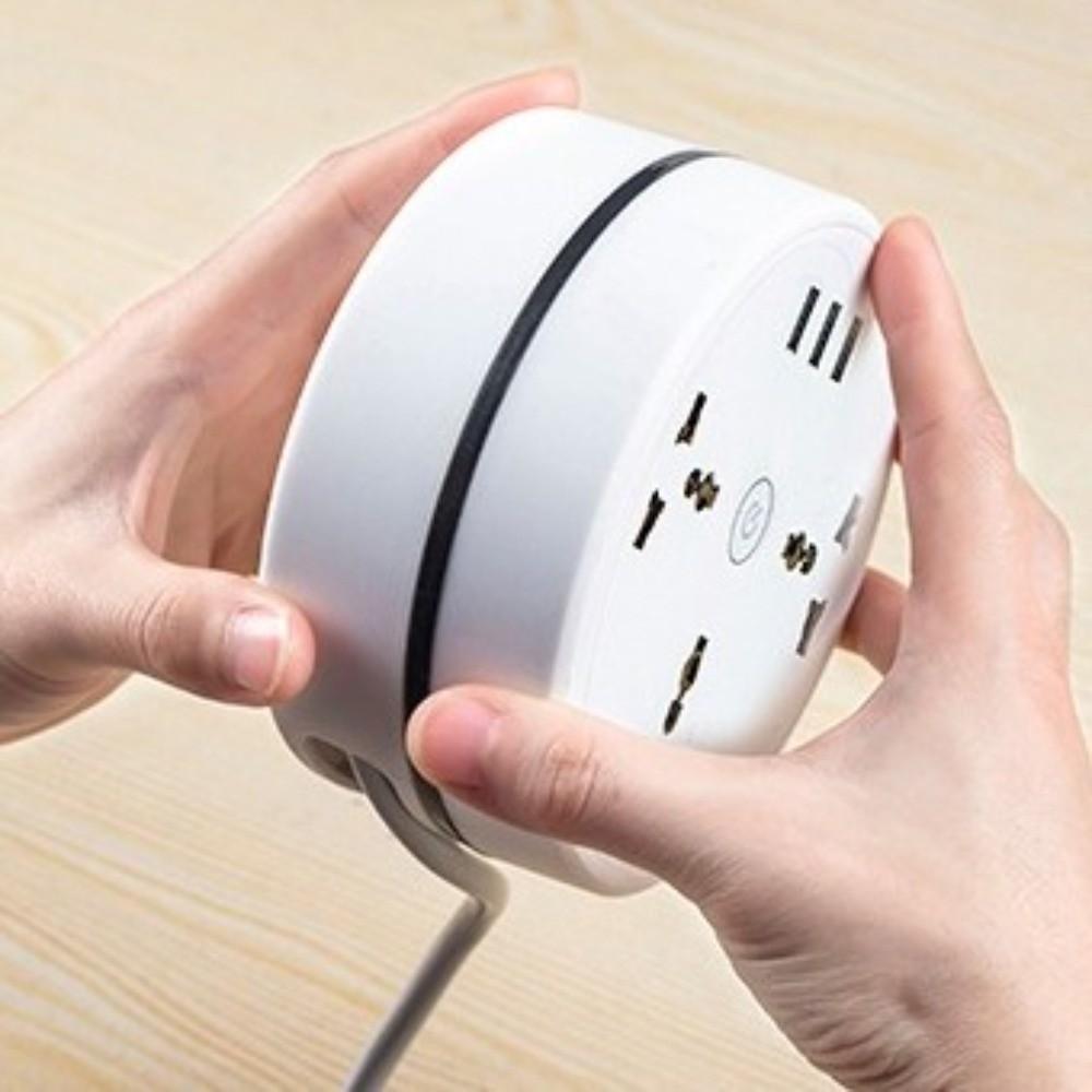 UK Plug Standard Portable Extension Socket Round Design USB Charger Plug  Bedside
