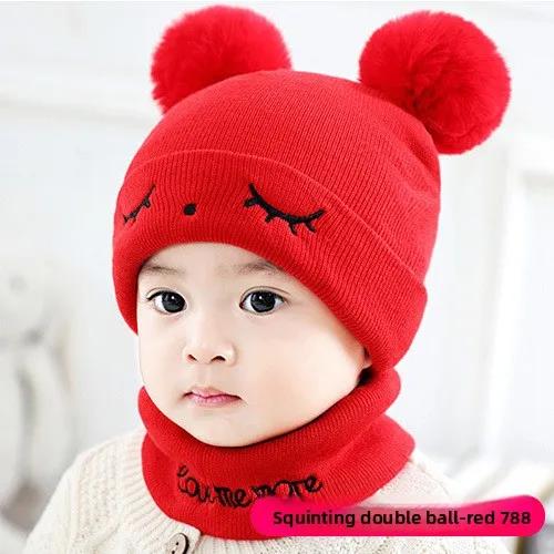 Soft Baby Winter Hat and Scarf Combo Cute Knitted Beanie for Infants Boys Girls Warm Fleece Lined Crochet Cap for Cold Weather