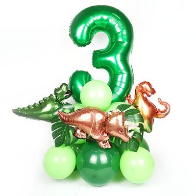 21db 1 2 3 éves dinoszaurusz születésnapi parti dinó léggömbök pálmalevél szett első születésnapi fiú buli gyerekeknek babazuhany Jungle Safari Deco
