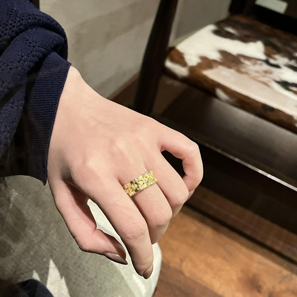 Super Flash Irregular Woven Wind Ring Female Temperament Light Luxury Exquisite Index Finger Ring Female
