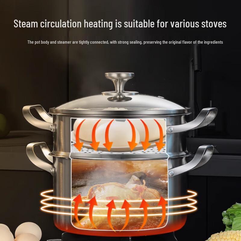 SuLe 20CM 316 Stainless Steel Steamer & Soup Pot Set