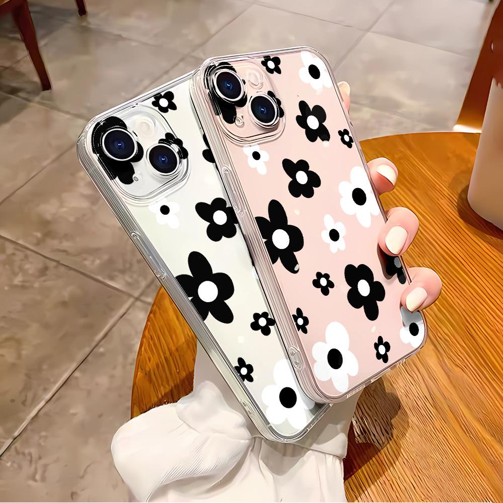Simple flower mobile phone case Apple 16 transparent case iphone17 protective case 11promax soft case 13 anti-drop 15