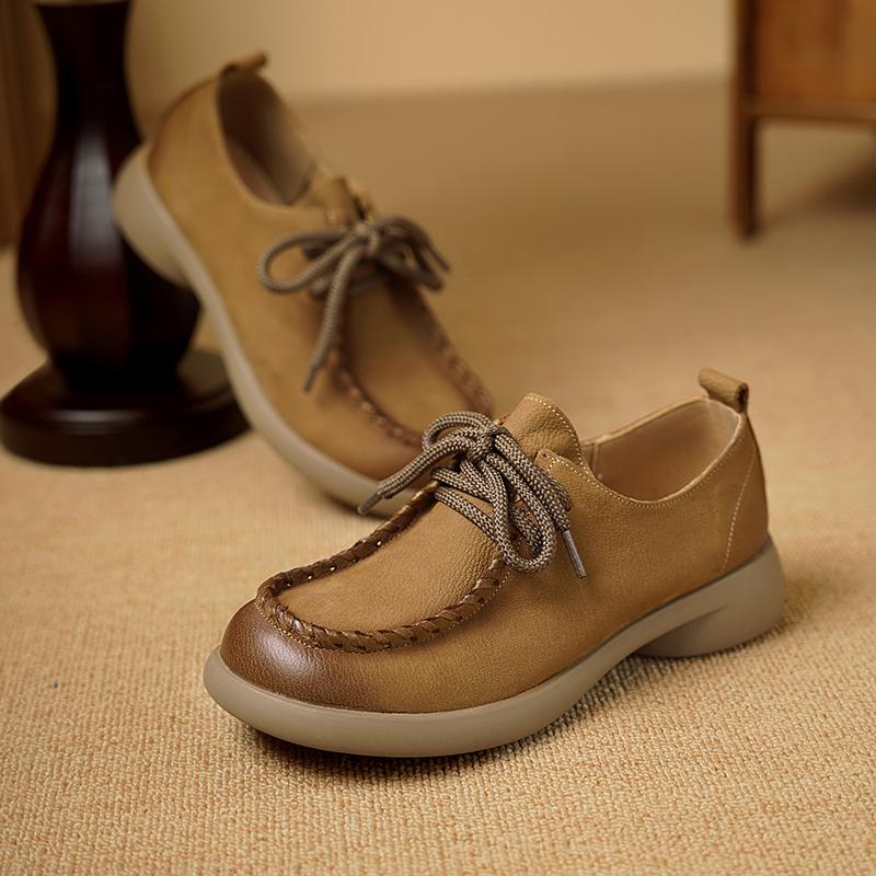 Fashion AIYUQI Women Shoes Retro 2025 Season New Genuine Leather Lace-up Shoes Ladies British Style Large Size Women's Spring Shoes