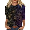 Women's Fashion Casual Round Neck 3/4 Sleeve Loose Printed T-Shirt Ladies Top