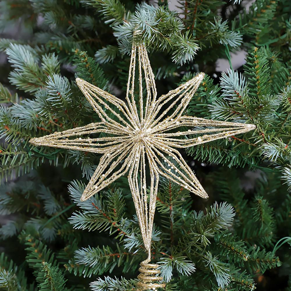 30cm Led Star Christmas Tree Topper With String Lights Festive Home Party Decoration For Holiday New Year Ornaments