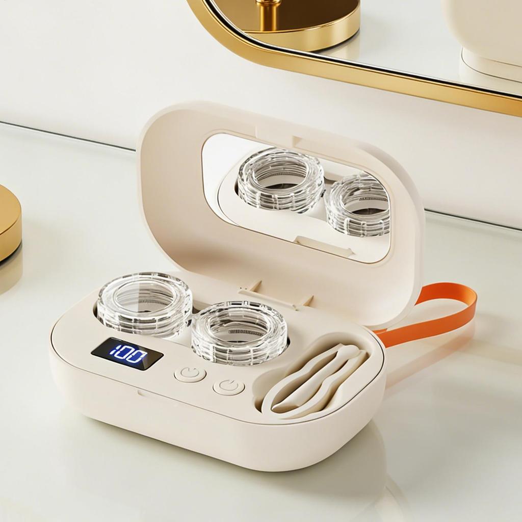 Portable Contact Lenses Case Ultrasonic Contact Lenses Cleaner Remove Tear Protein Cleaning Machine with USB Charging