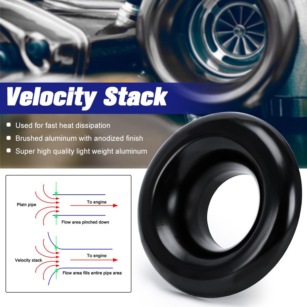 4" Inlet Car Bellmouth Velocity Stack Adapter Air Intake Turbo Horn Cover Black