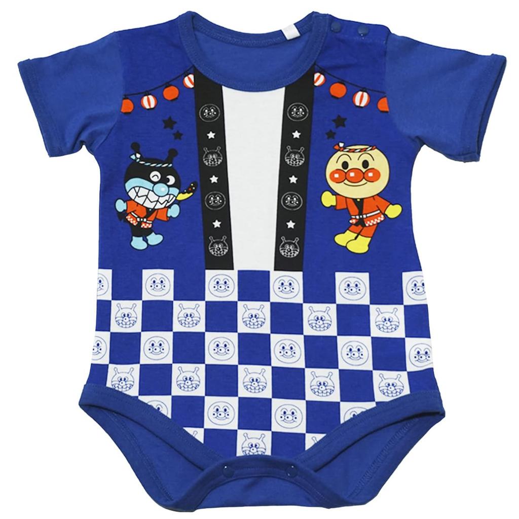 Classic Jksa4458 Summer Anpanman Festival Pattern Short Sleeve Romper Coverall Baby Blue 70 [Bandai]