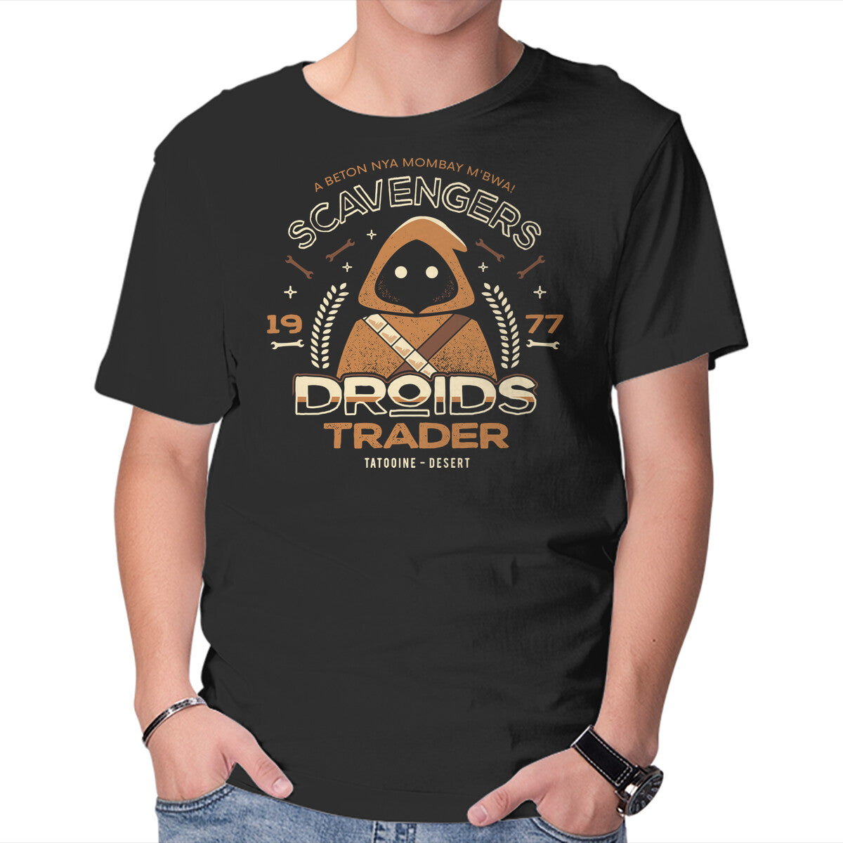 Unisex Crew Neck T-Shirt Droids Trader Graphic Short Sleeve Casual Tee XS