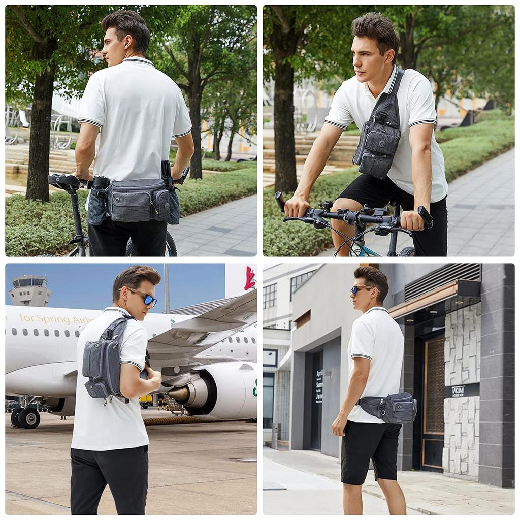 TUDEQU Large Capacity Waist Pouch with Two Hidden Bottle Ideal for Hip and as well as Men's Holders, Dogs, Bags, Walking, Hiking, Running.