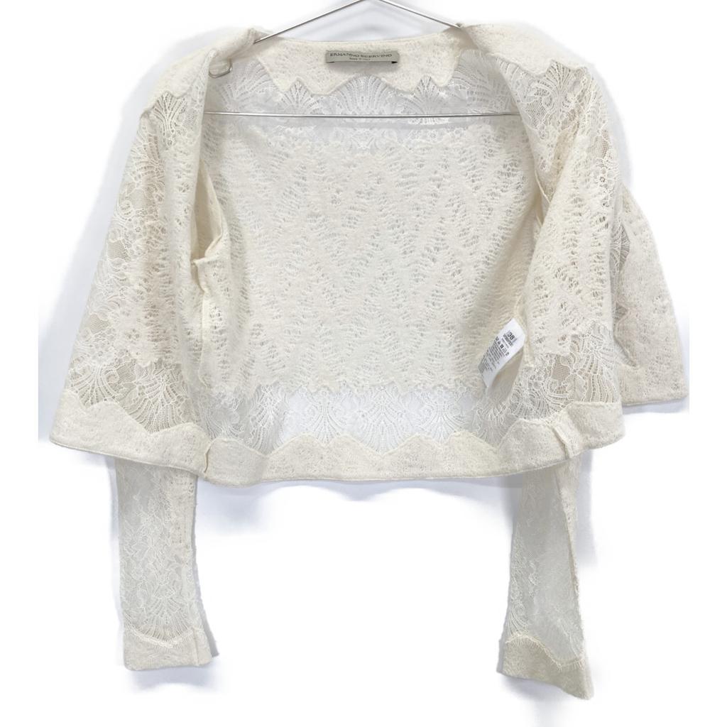 Ermanno Scervino White Cashmere Silk Blend Lace Cardigan and Sleeveless Ensemble Set Tops 38 whiteUsed