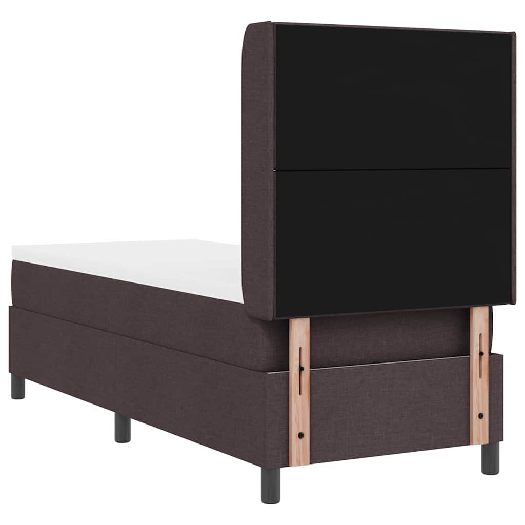 Box Spring Bed with Pillow Dark Brown 200 X 80 Cm Fabric