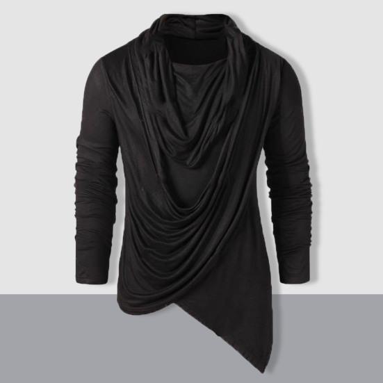Herren Basic Oberteile Unifarben Langarm Pullover Locker Weich Atmungsaktiv Asymmetrischer Rollkragen Bequemes Herbsthemd Herren Alltagsbekleidung