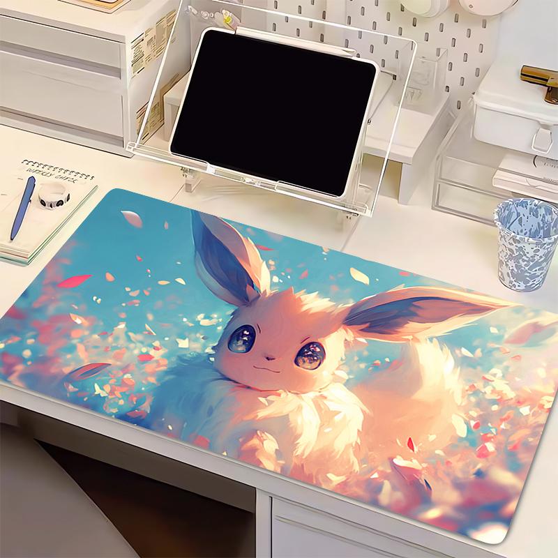 Natürliches Gummi Mauspads Pokemon Eevee Verriegelte Kante Gaming Zubehör Großer Computer Gamer Tastatur Mausmatte Schreibtisch Mauspads Für Geschenk