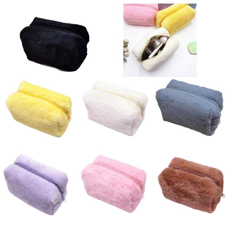 Plush Makeup Bag Soft Polyester Materials for Organizing Cosmetics Fashionable and Practical Designs for Women