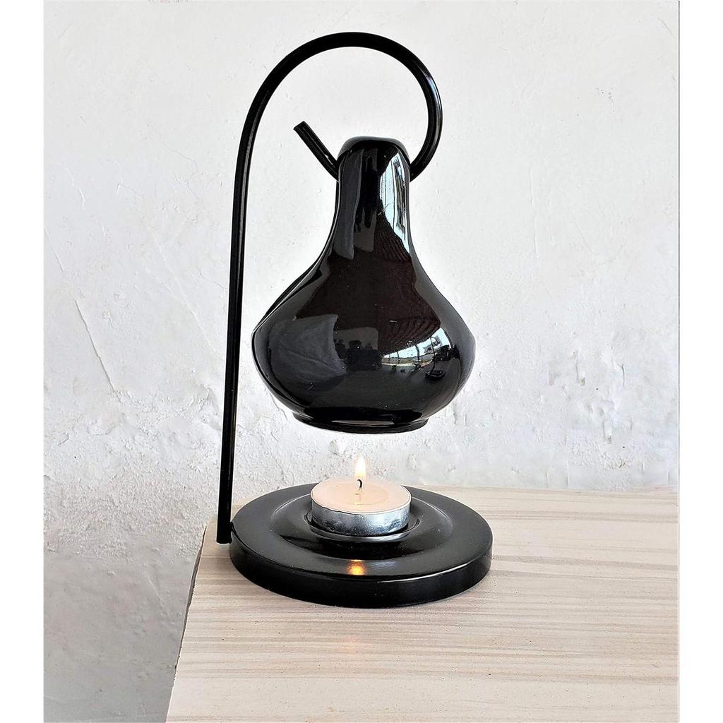 India Ceramic Aroma Oil Diffuser Hanging Burner for Home Fragrance Decoration and Gifting, 4 X 8 Inch (Hanging - Black)