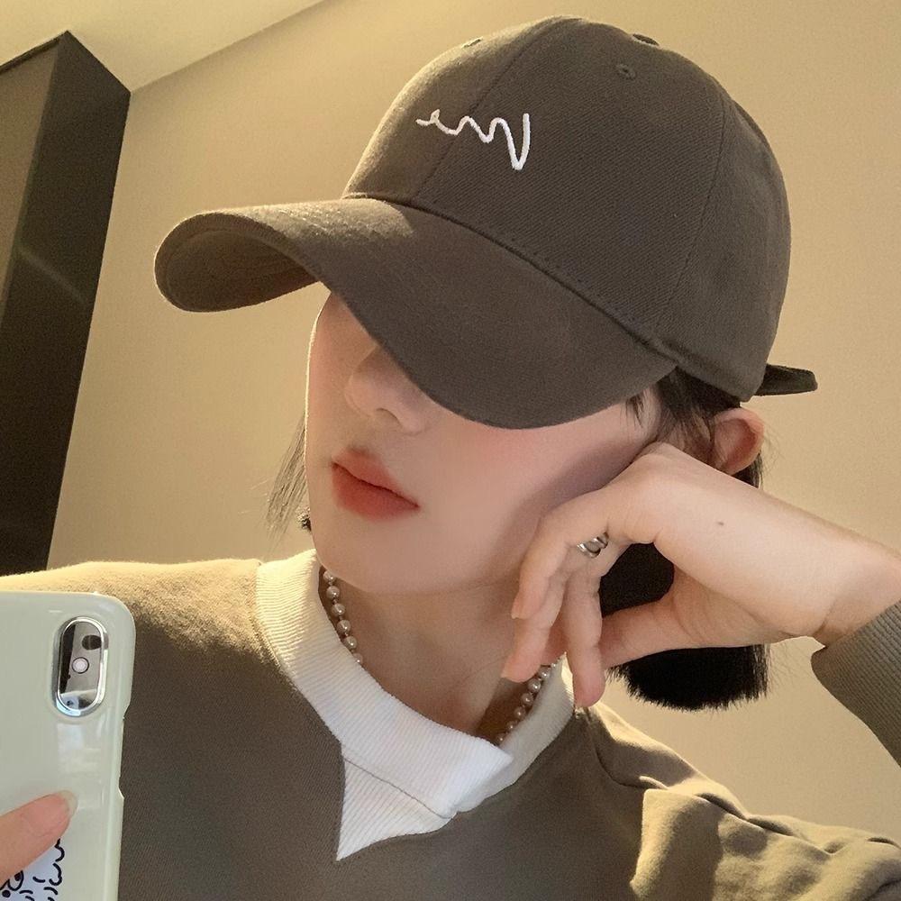 New Big Head Circumference Baseball Cap Women's Embroidery Fashionable Versatile Face Small Wide Curved Brim Solid Color Cap Men's Trend