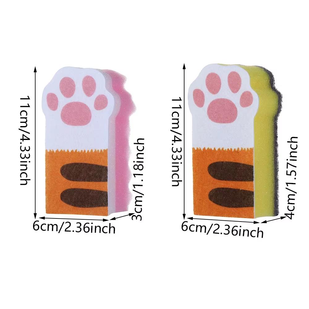 3 new sponge brush dishes, cute cat paw cleaning plates, towel cloth pot cleaning, magic wipes, home kitchen supplies.