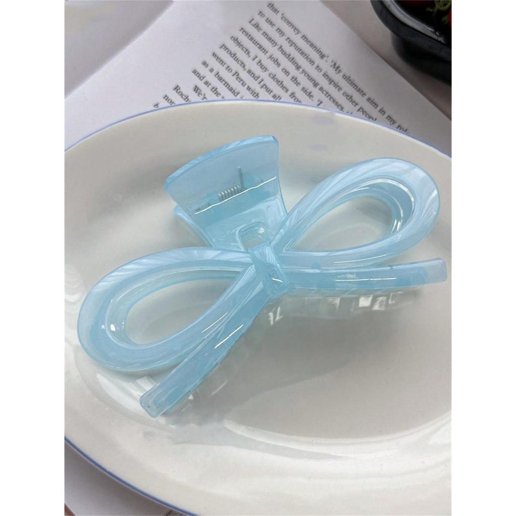 2 Ladies summer new solid color fresh sweet claw bow back head shark clip hair grab hair accessories