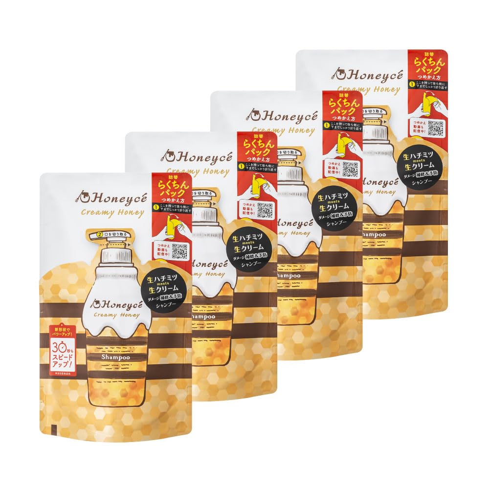 

Honeyche Creamy Honey Shampoo Refill x 4 Шампунь для ухода за волосами Сделано в Японии Восстановление повреждений Салонное качество Refill [Набор 4] [Набор Honey Non-Silicon]