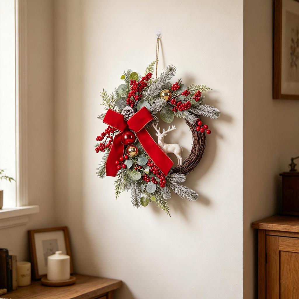 2026 New Christmas Wreath Door Hanging Holiday Flower Decoration