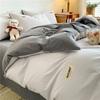 New Pure Cotton Labeled Bedding Set Simple Solid Double-Sided Color Quilt Cover Sets Soft Cozy Breathable Textile Supplies