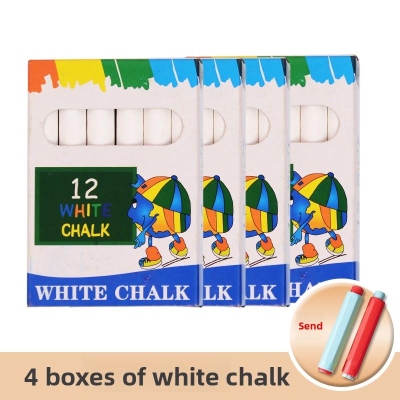 12 PCS Dustless Chalk Colored / White Non-Toxic Dust-Free Vibrant Blackboard Kids Teachers Stationery Office School Supplies