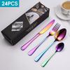 Stainless Steel 24-Piece Cutlery Set for 6 – Includes Knife, Fork, Spoon – Gift Boxed