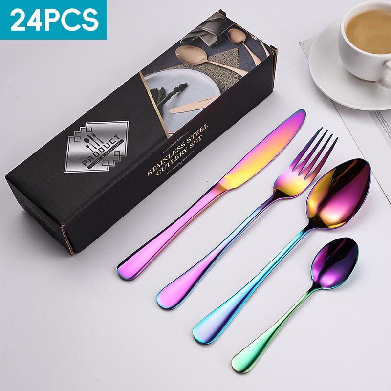 Stainless Steel 24-Piece Cutlery Set for 6 – Includes Knife, Fork, Spoon – Gift Boxed