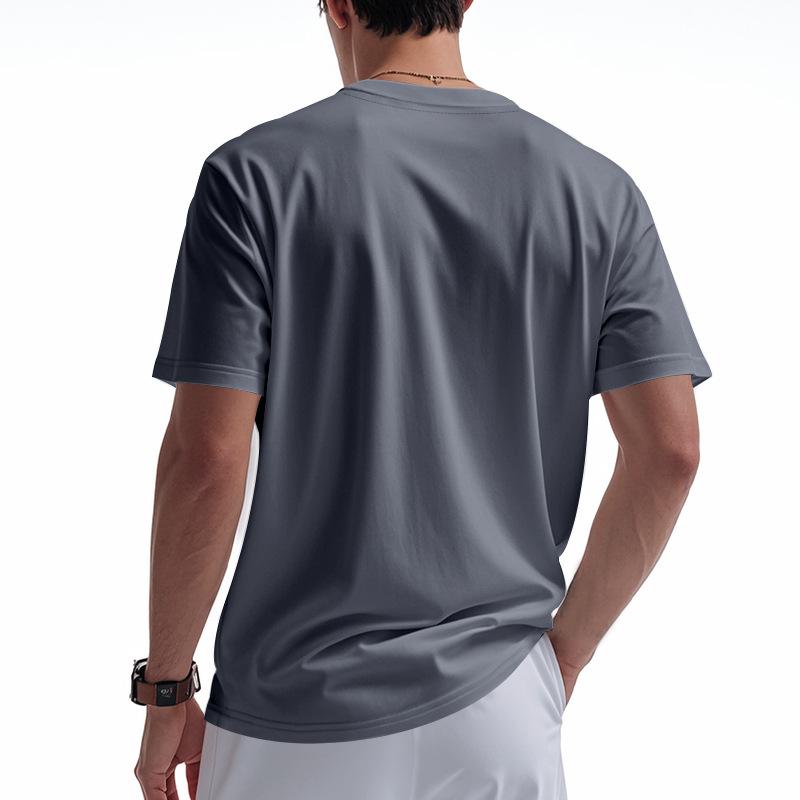 New American Style Men's Summer Short Sleeve T-Shirt, Slim Fit Trendy Deep V-Neck Button Henley Shirt