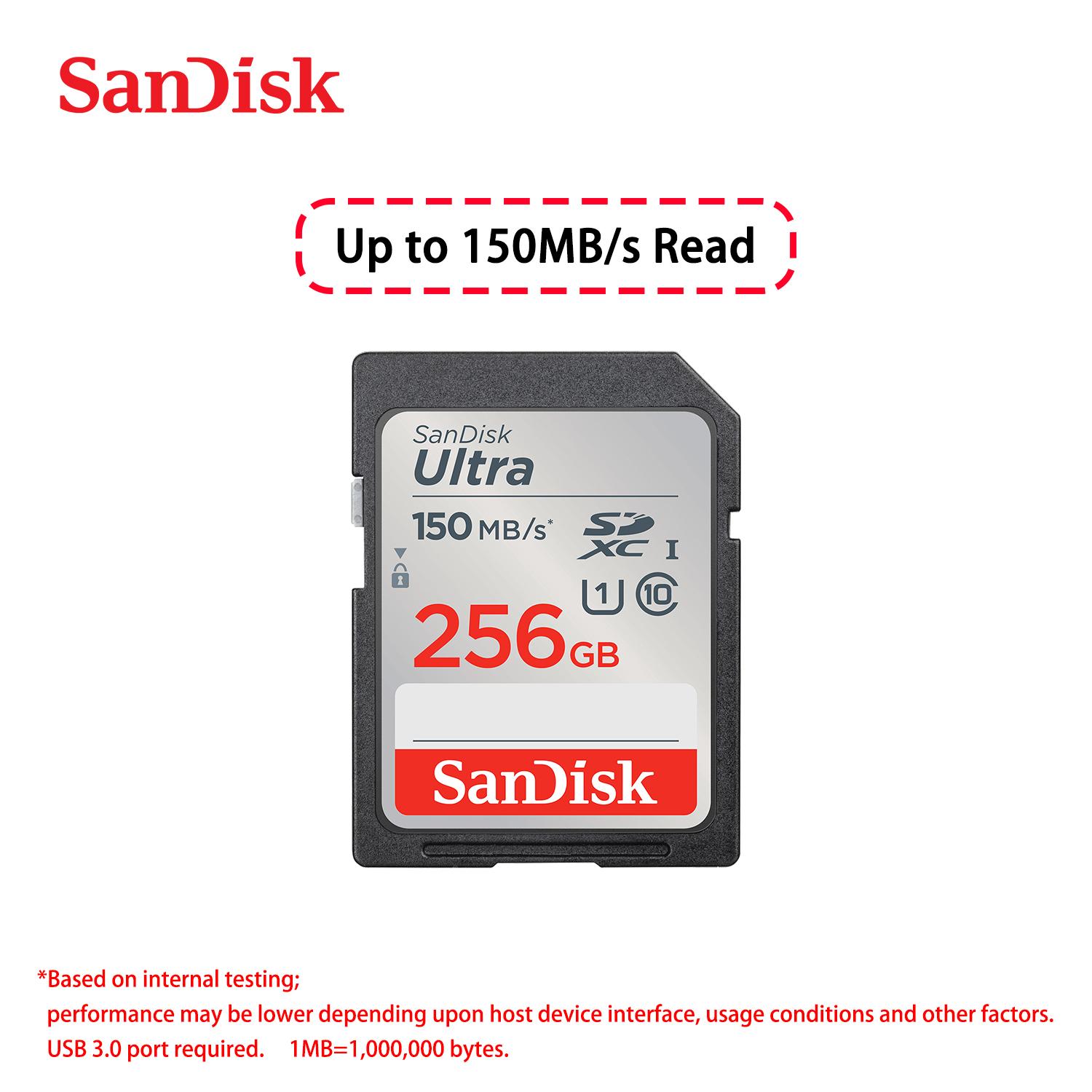 

Карта памяти SanDisk SD 64 ГБ 128 ГБ 256 ГБ V10 32 ГБ обычного размера оригинальная sandisk ultra Flash SD карта памяти высокоскоростная sdxc UHS-I для камеры 256GB