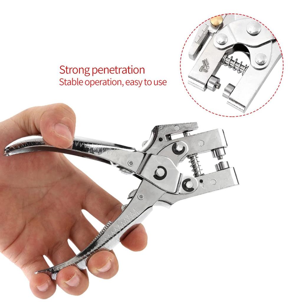 Eyelet Setting Tool for Belt Holes with Punch Pliers and 100 Pcs Hollow Grommets