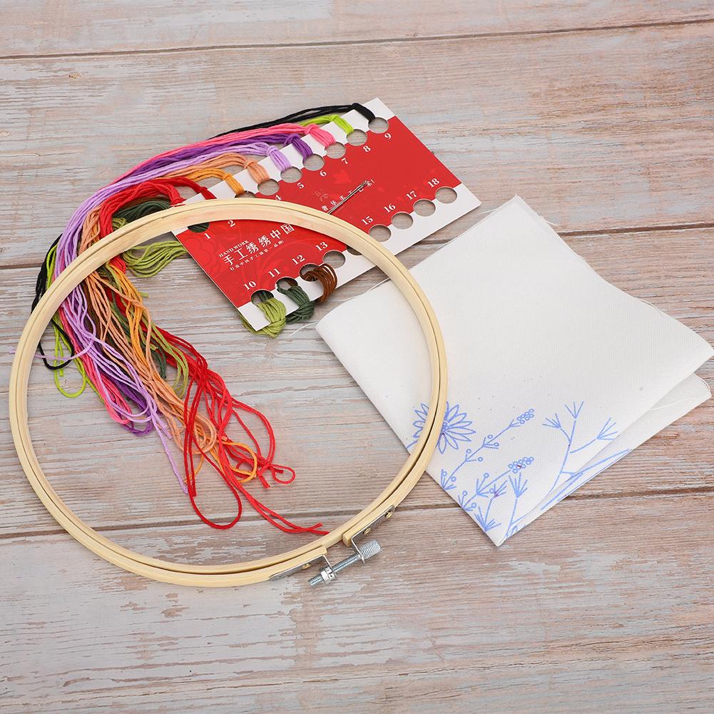 DIY Stickerei-Set Blume Kreuzstich Unvollendete Handarbeit mit 20cm Stickrahmen für Anfänger