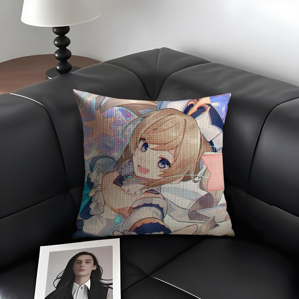 Barbara Cute Genshin Impact Cushion Cover Natural Linen Organic Fabric Double-Sided Printing Sofa Home Decor Gift Pillow Case