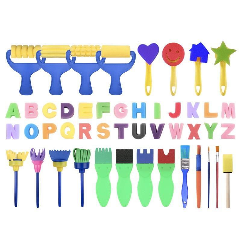 18-Piece Children's Painting Sponge Set: Early Education Doodle & Brush Tools for Kindergarten