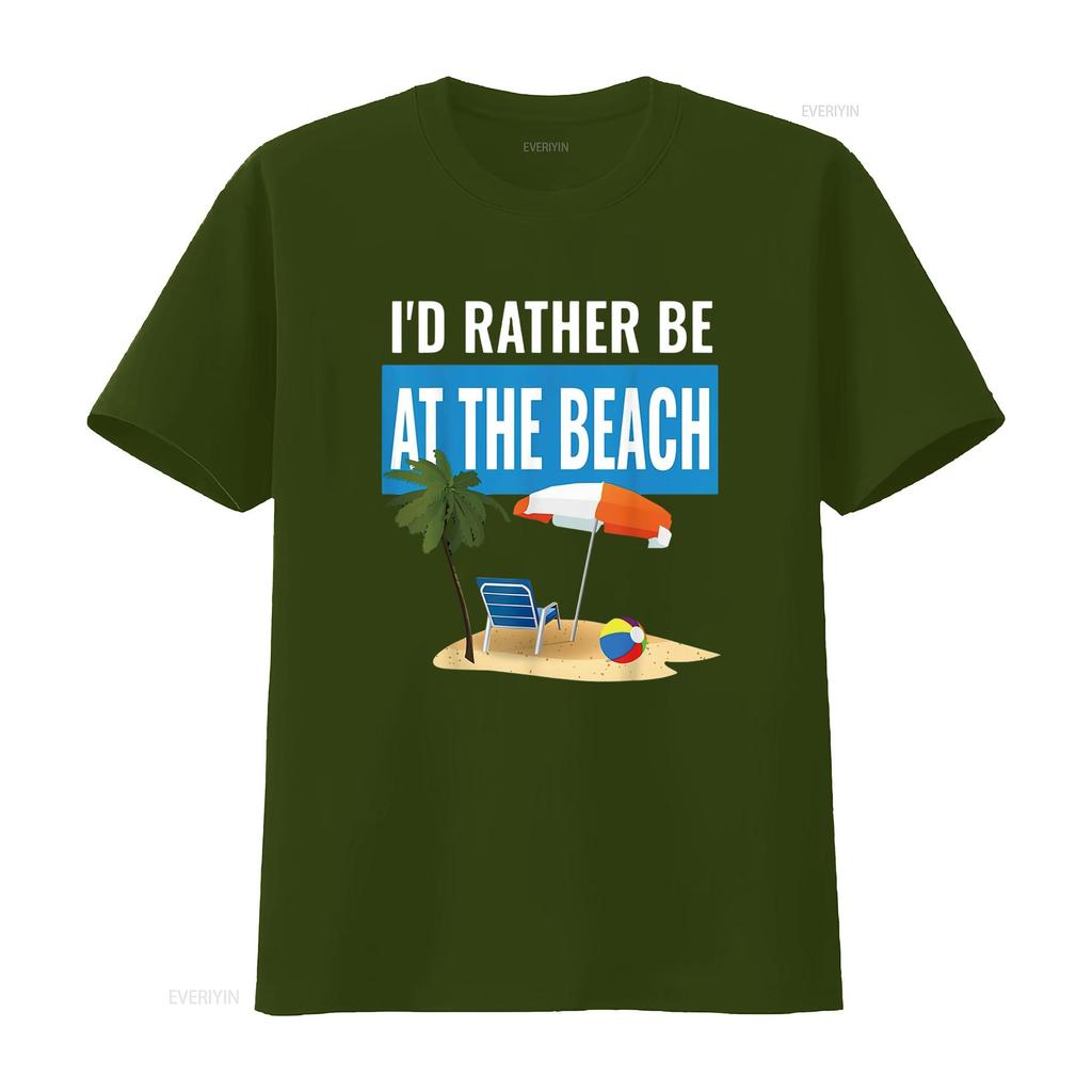 I D Rather Be At The Beach Outdoor Adventure T Shirt Vintage Washed Graphic Stylish Fashion Streetwear Breathable Unisex