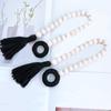 2Pieces Natural Wood Beads and Tassels Curtain Tiebacks for Home Styling Window Drapery Cotton Rope Holdbacks Ties