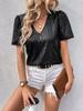 New Cross Women's Sexy Solid Color Sequins V-Neck Loose Short Sleeve T-Shirt