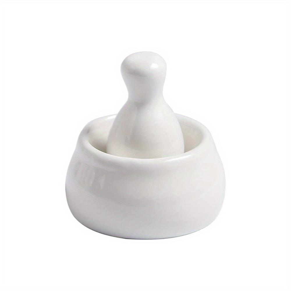 Pro Ceramic Mortar and Pestle , Mini Apothecary Grinder for Pills/Spices, Heavy Duty White Crusher Bowl with Anti Slip Base