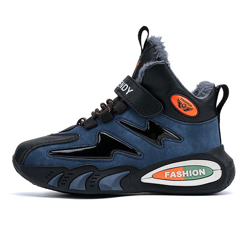 2025 Autumn/Winter Boys' Cotton Sports Shoes - Warm Velvet Lined, Medium/Large Button Design